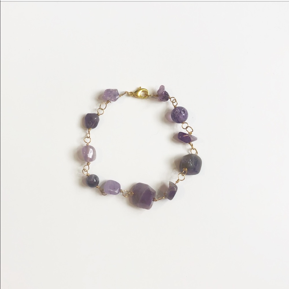 NEW GOLD & AMETHYST BRACELET